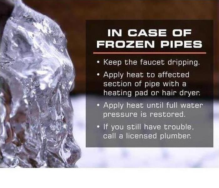 picture of a list of tips to prevent frozen pipes