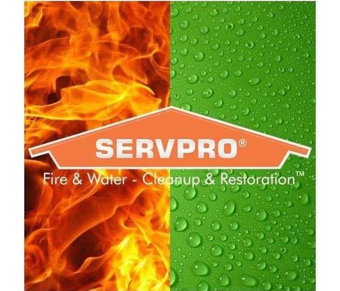 SERVPRO logo with flames and water in the background