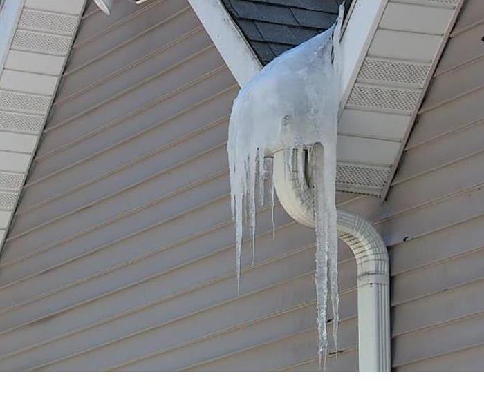 Ice forming on a gutter